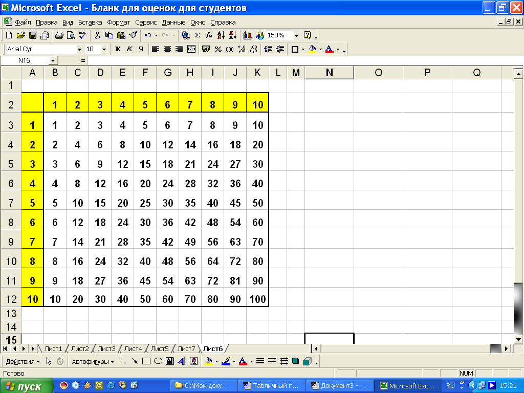 Методическое пособие Microsoft Excel