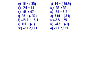 Сложение чисел с разными знаками