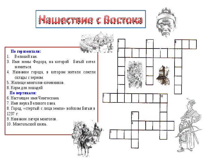 Кроссворд по истории 4 класс