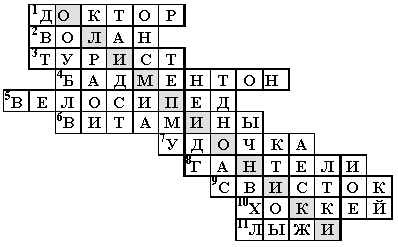 Кроссворды по физической культуре