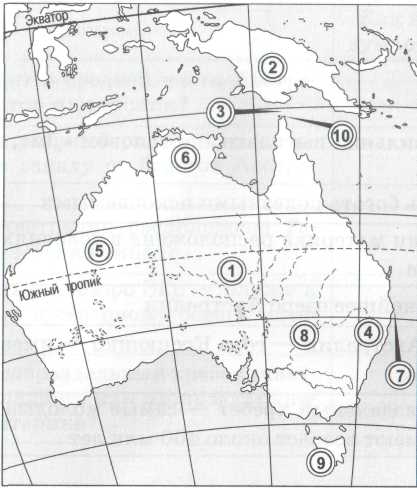 Контрольная карта по теме Австралия 7 класс