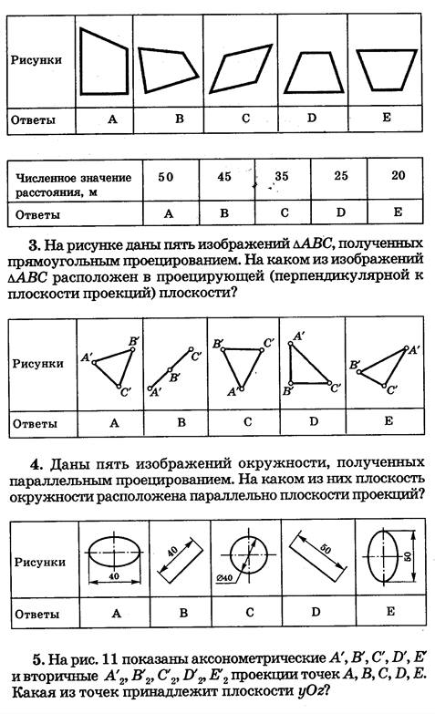 Сборник тестовых заданий по черчению