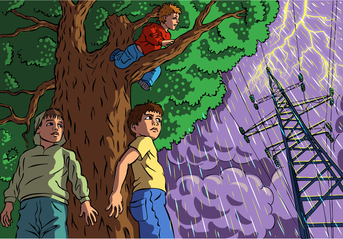 Можно сидеть в телефоне во время грозы. Человек прячется от молнии. Молния и человек под деревом. Человек в грозу под деревом. Опасности в природе для детей.