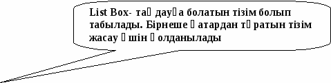 Визуал Бейсик басқару элементтері:Cheek Box ,Combo Box, Option Button, List Box