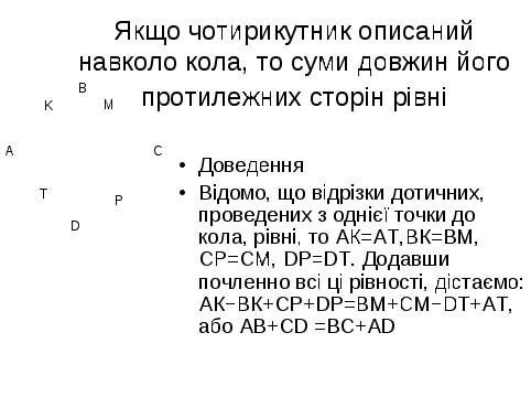 Урок геометрії у 8 класі Описані чотирикутники