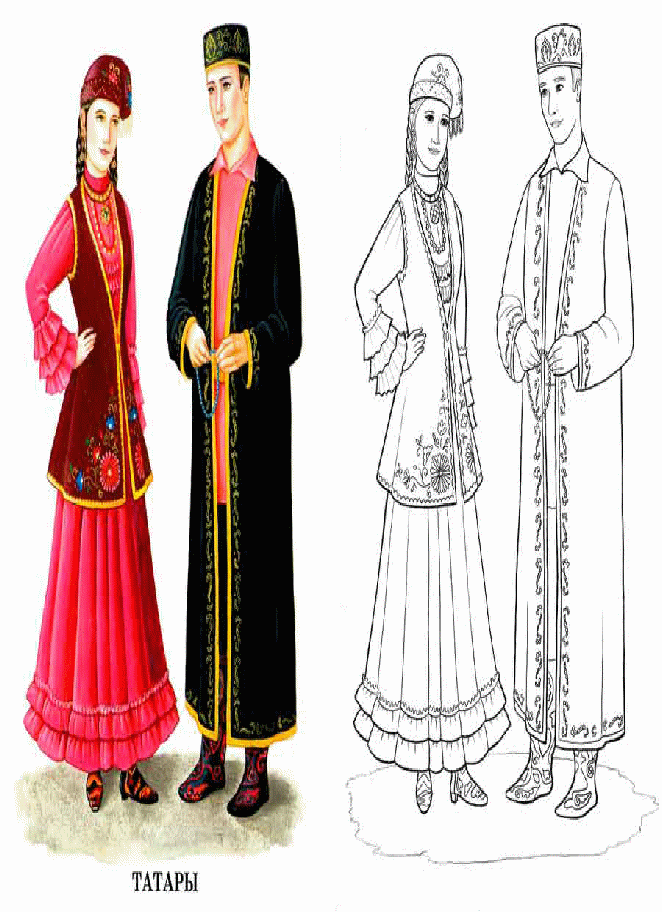 Как нарисовать татарский национальный костюм