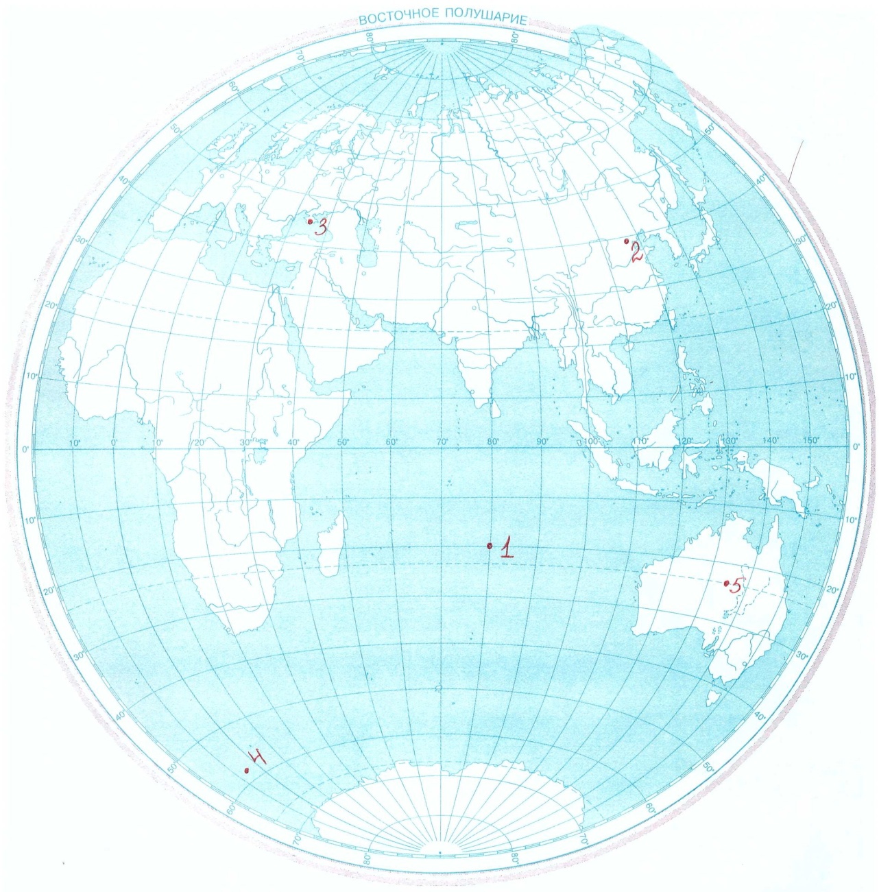 Карта полушарий Восточное полушарие контурная карта