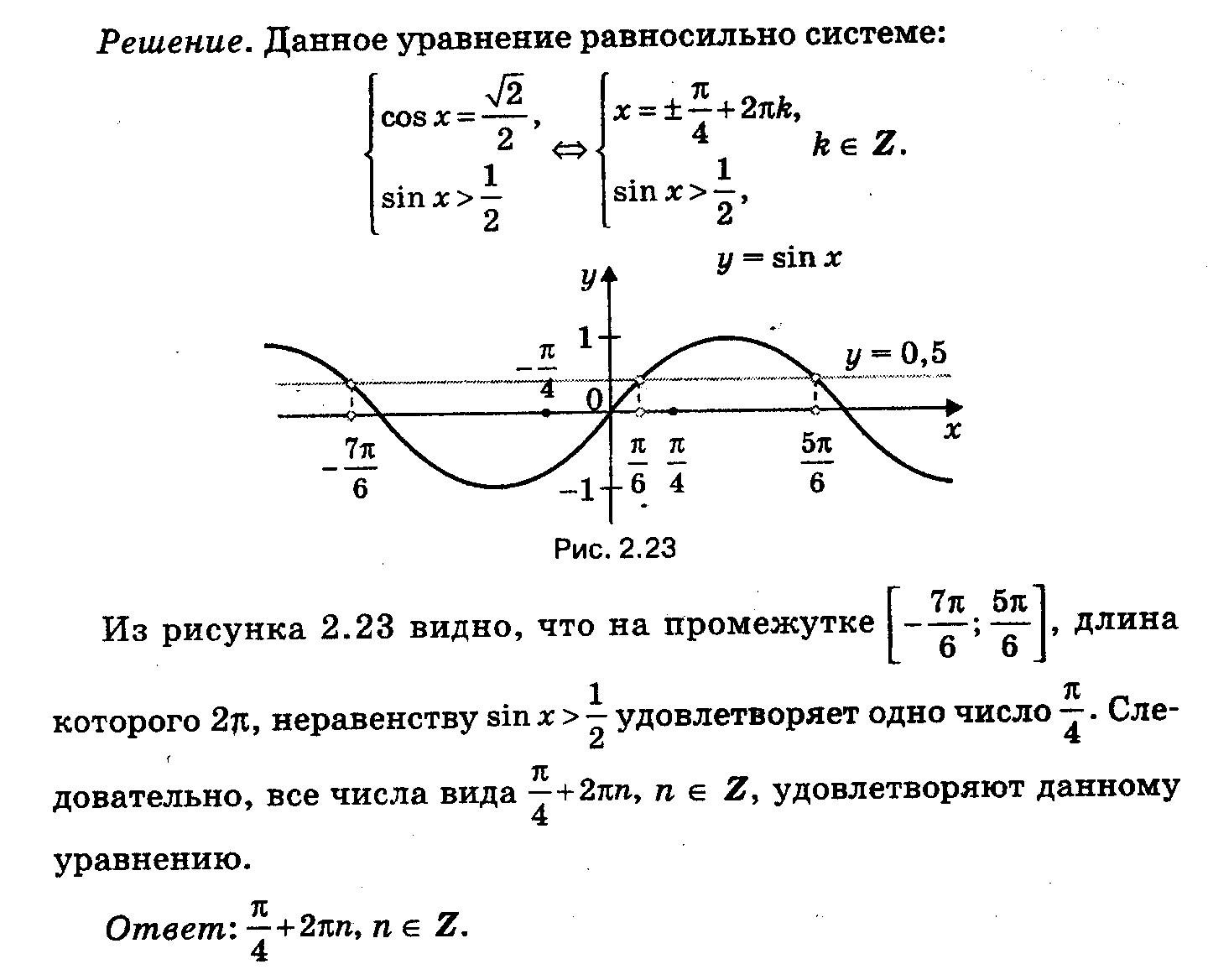 Решение уравнений графиков функций