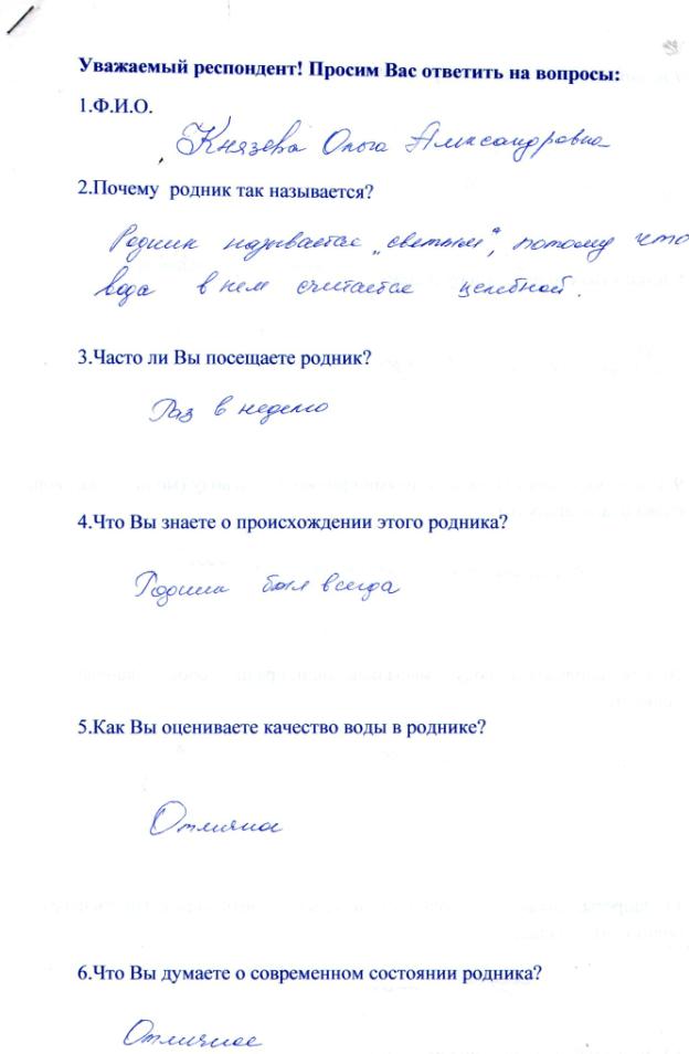 Исследовательская работа История Святого родника