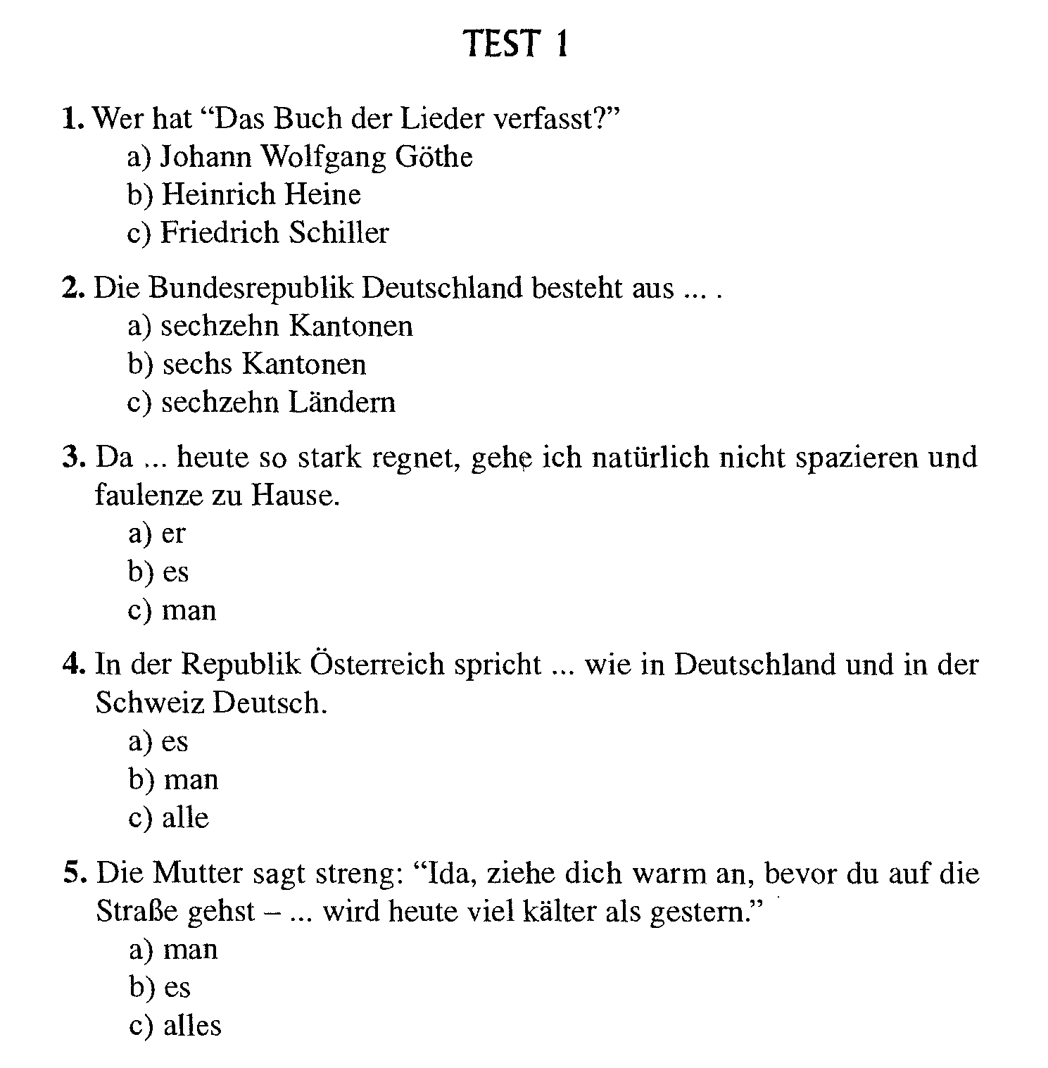 Тесты по немецкому языку для учащихся 11 класса общеобразовательной школы