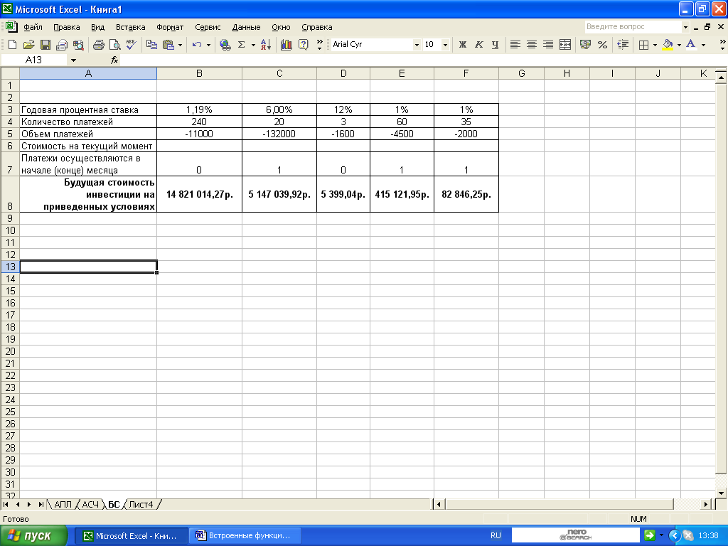 Методическая разработка по теме Встроенные функции Excel