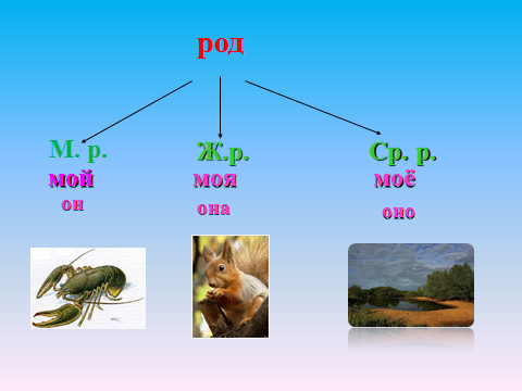 Конспект урока по русскому языку на тему Род имен существительное (3 класс)