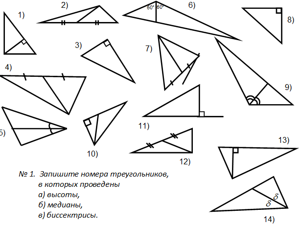 Разработка урока по геометрии на тему Медианы биссектрисы и высоты треугольника (7 класс)