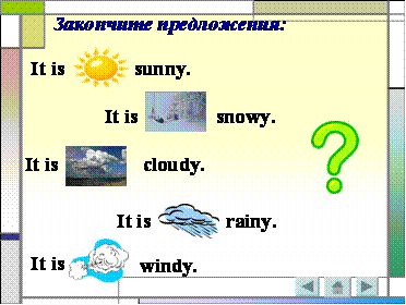 Конспект урока английского языка в 4 классе. Времена года и погода. Будущее простое время.