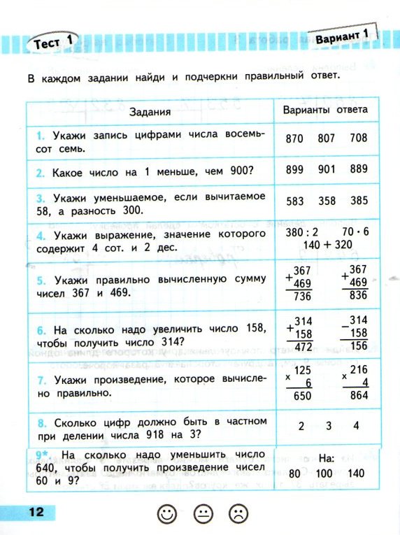 Проверочные работы, математика, УМК Школа России