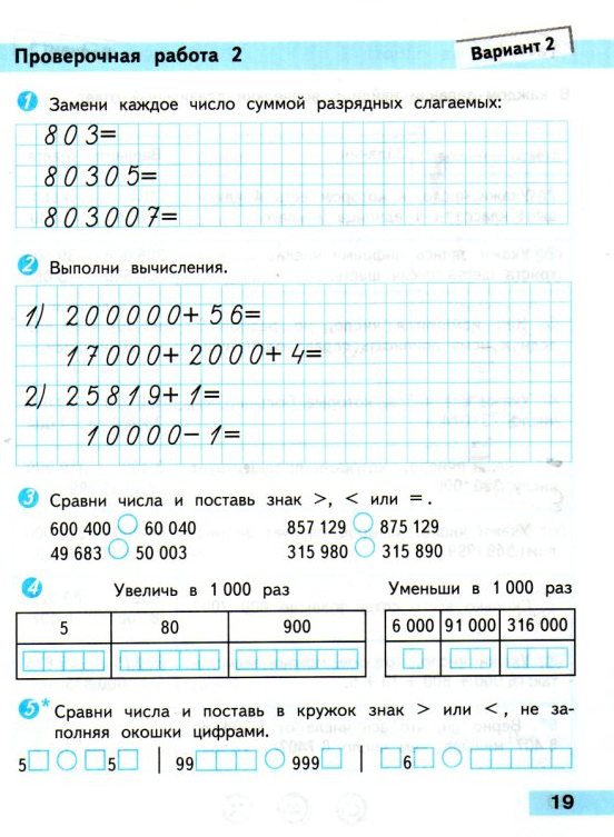Проверочные работы, математика, УМК Школа России