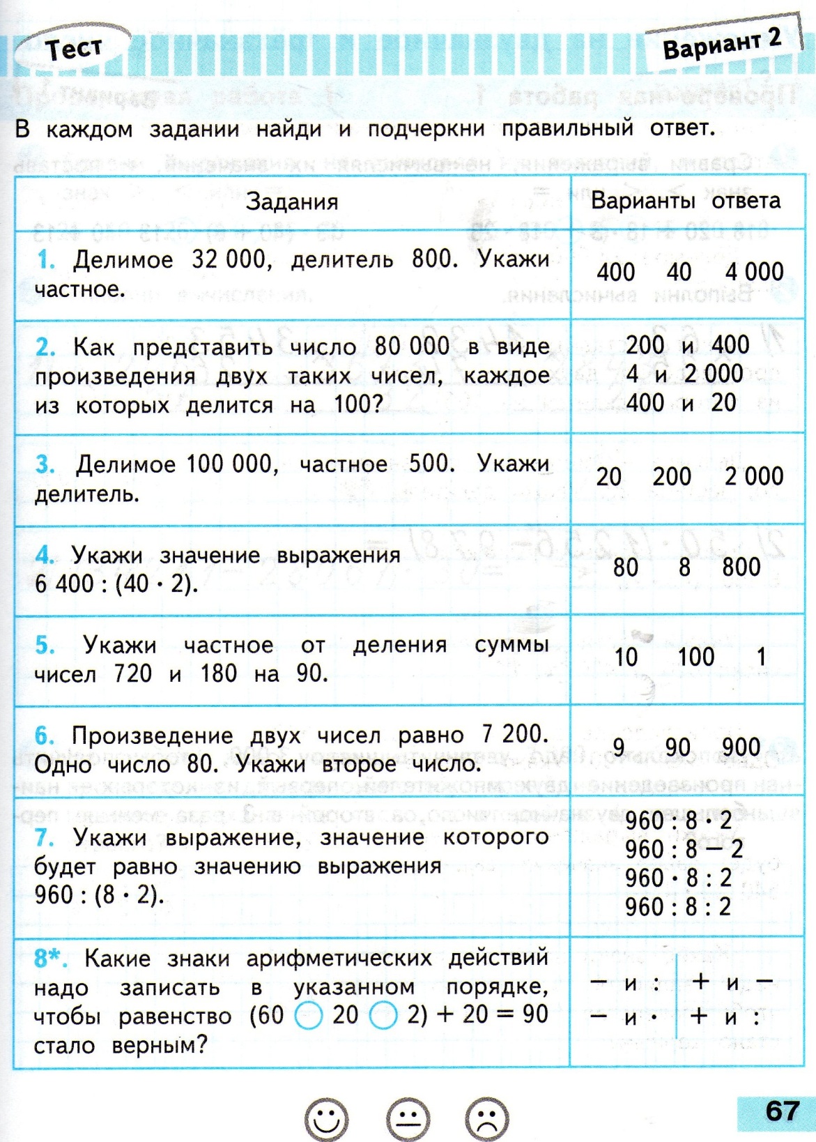 Проверочные работы, математика, УМК Школа России