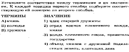 Контрольная работа по истории России по главе II «Русь в IX – первой половине XII в.»