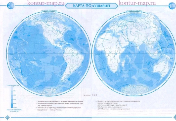 Школа россии земля на карте. Контурная карта география 5 класс два полушария. Полушария земли контурная карта. Контурная карта полушарий 2 класс материки и океаны. Карта полушарий земли.
