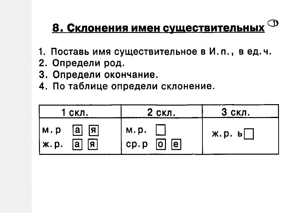 Конспект урока Имя существительное