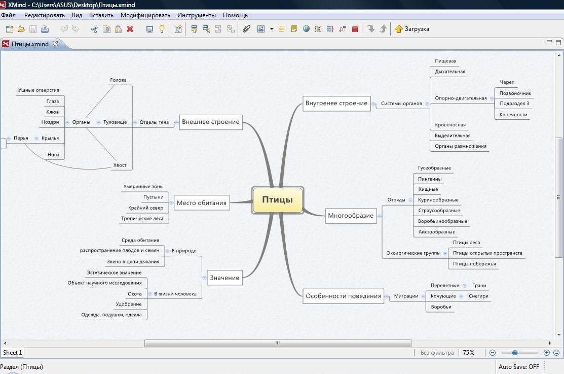 Птицы интеллект карта