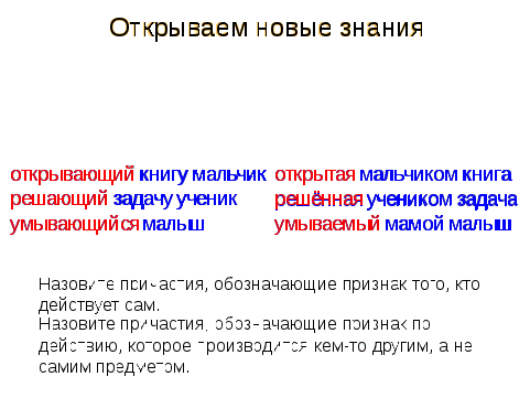 Технологическая карта урока Действительные и страдательные причастия