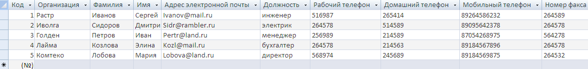 Урок-практикум Создание простейшей базы данных в Microsoft Access 2007