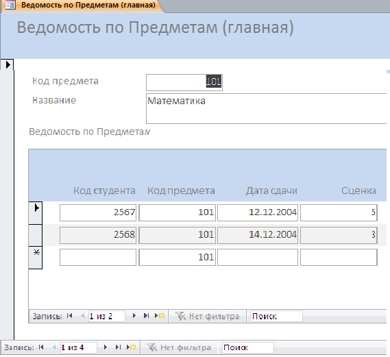 Методические указания по созданию форм ввода данных в СУБД Access 2010