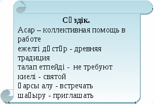 Заманауи сабақ жоспары Ас мәзірі