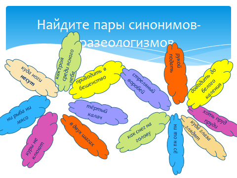 Конспект урока по русскому языку на тему «Летим на крыльях счастья…» (Фразеологизмы), (2 часа), 6 класс