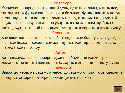Урок по русскому языку Фразеологизмы - универсальное изобразительно-выразительное средство языка
