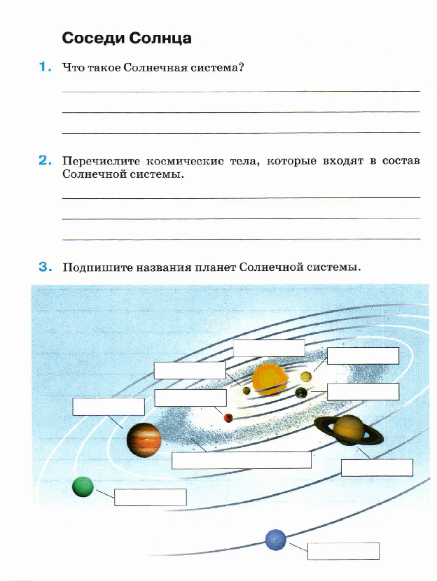 Комплекс заданий на тему Соседи Солнца 5 класс