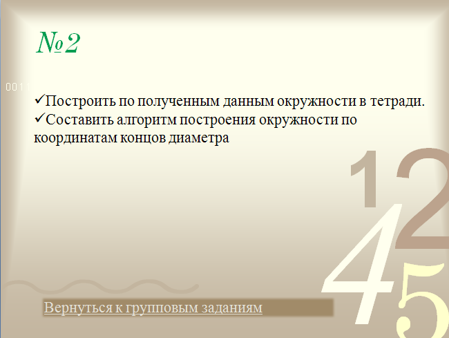 Конспект урока Уравнение окружности