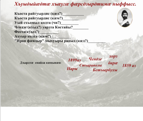 Тема урока Коста Хетагуров-славный сын Осетии.Повторение существительных и прилагательных.