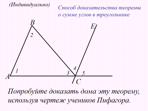 План-конспект урока геометрии в 7 классе Сумма углов треугольника