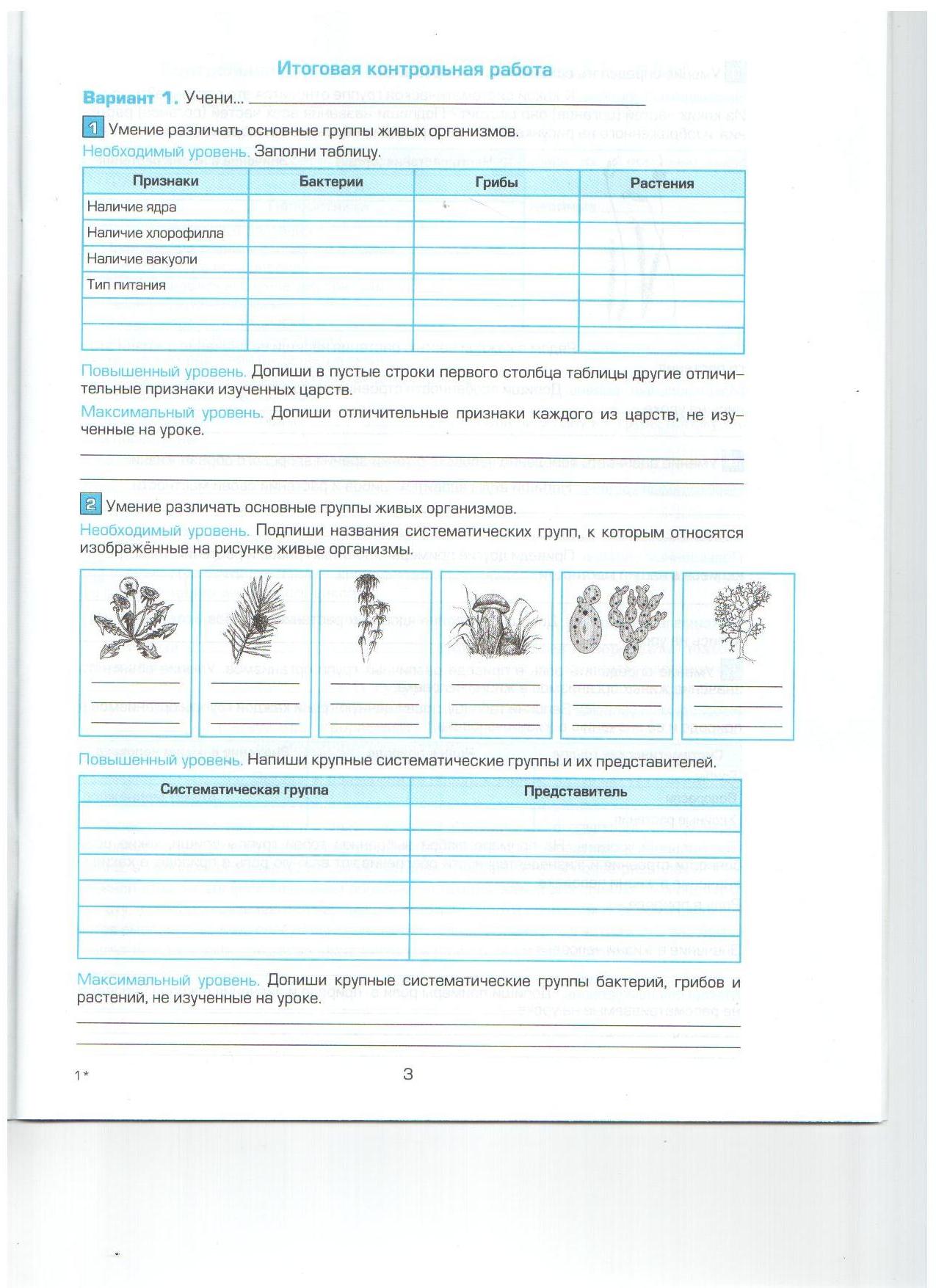 Рабочая программа по биологии, 5 класс, УМК авторов Пономаревой И.Н. и др.