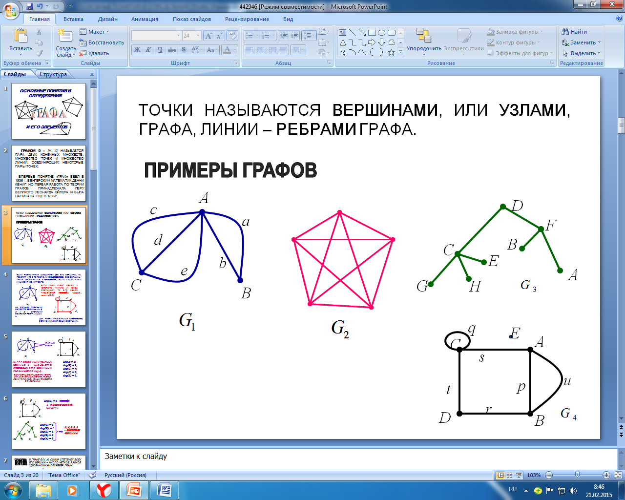 ОСНОВНЫЕ ПОНЯТИЯ И ОПРЕДЕЛЕНИЯ ГРАФА И ЕГО ЭЛЕМЕНТОВ