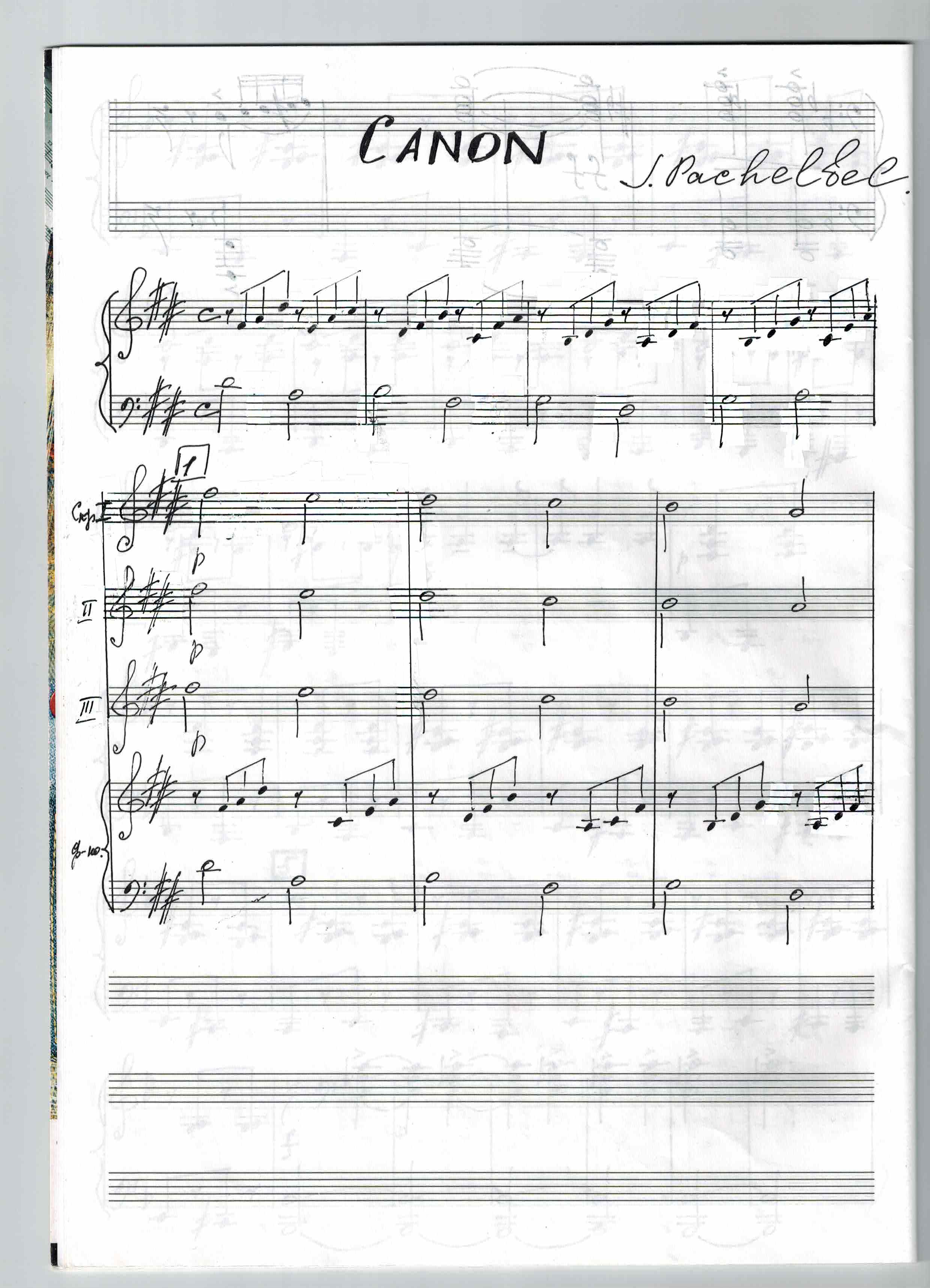 L. Pachelbel CANON. Переложение для ансамбля скрипачей. (Младшие классы)