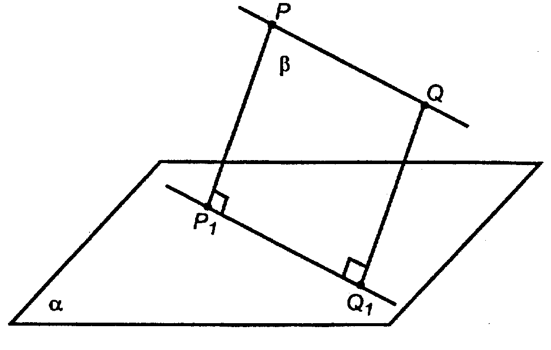 Через точки p и q прямой pq