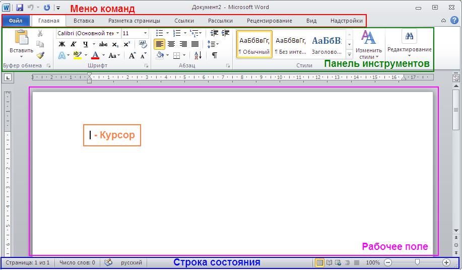 Текстовый процессор ms word