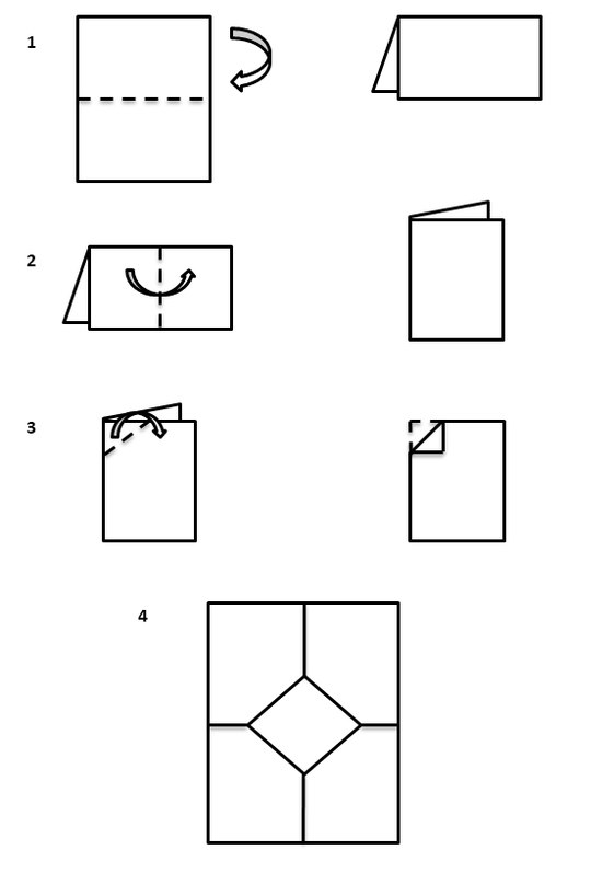 Лист бумаги квадратной формы со стороны