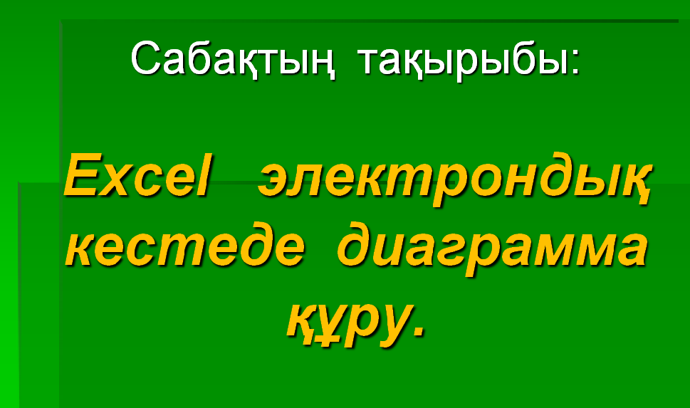 «Excel электрондық кестеде диаграмма құру» тақырыбын пысықтау (8-сынып)