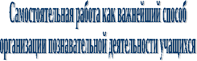 Методический проект Самостоятельная работа, как важнейший способ организации познавательной деятельности учащихся