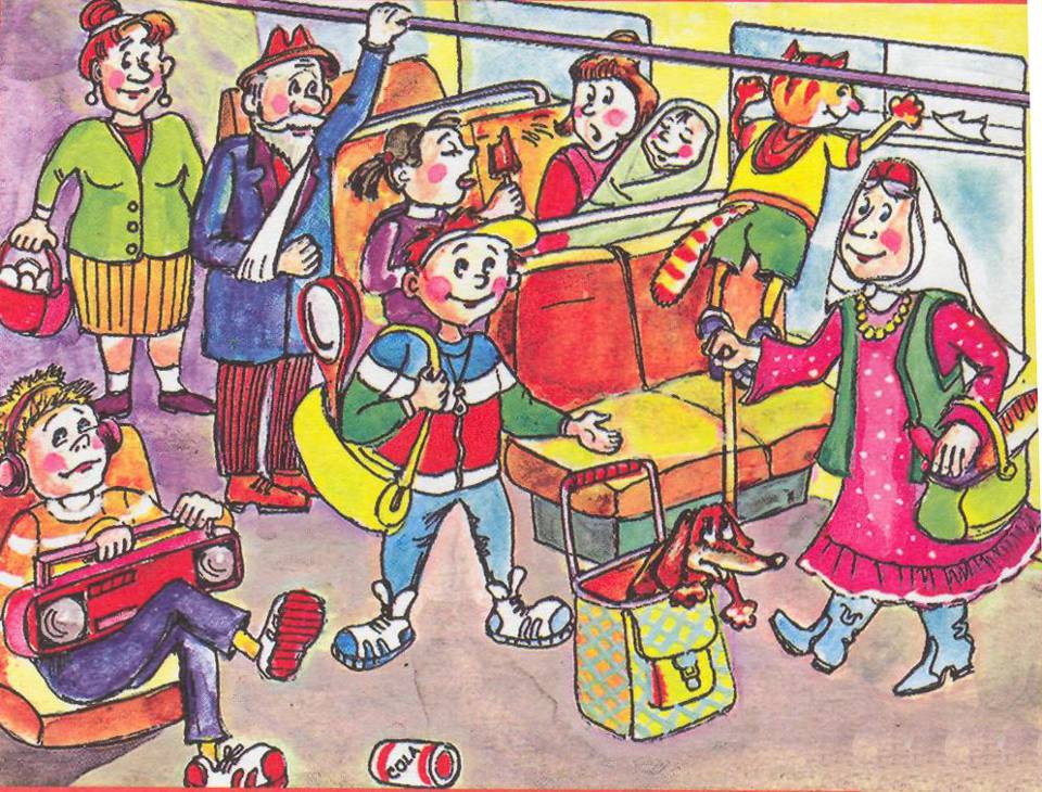 Рисунок правила в обществе. Пассажиры в автобусе иллюстрация. Этикет в общественном транспорте. Этикет в автобусе для детей. Дети в общественных местах.