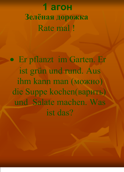 Урок немецкого языка, 6 класс по теме «На улице листопад»