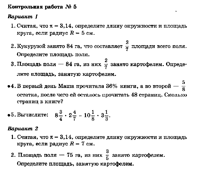 Рабочая программа по математике 6 класс