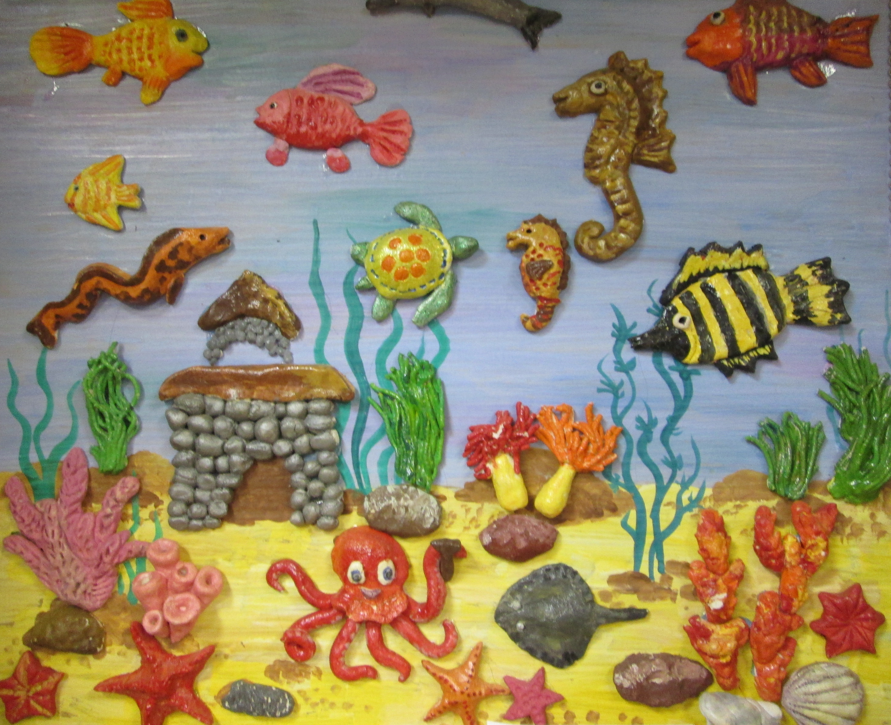 Конспект занятия на тему: «Подводный мир и его обитатели» по разделу: «Лепка из соленого теста» (8-9 лет)