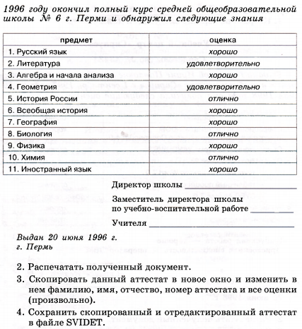 Перечень практических работ по информатике