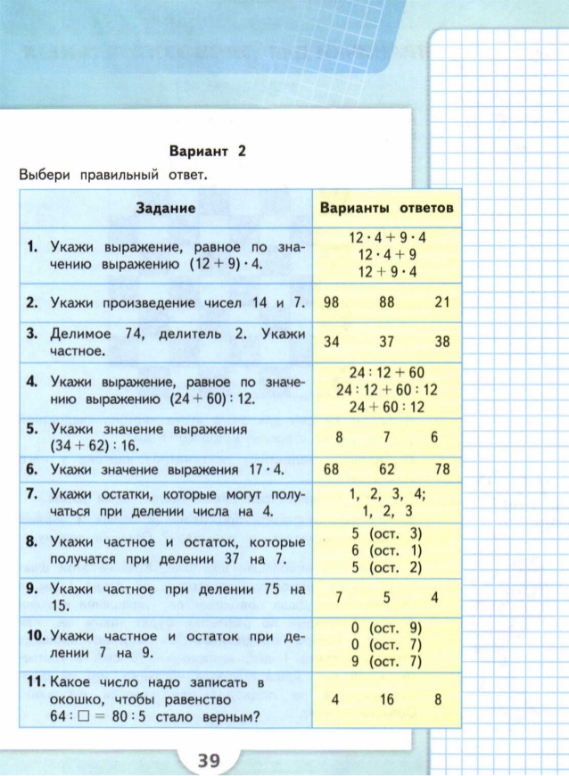 Контрольно - оценочные материалы по математике . 3 класс Школа России