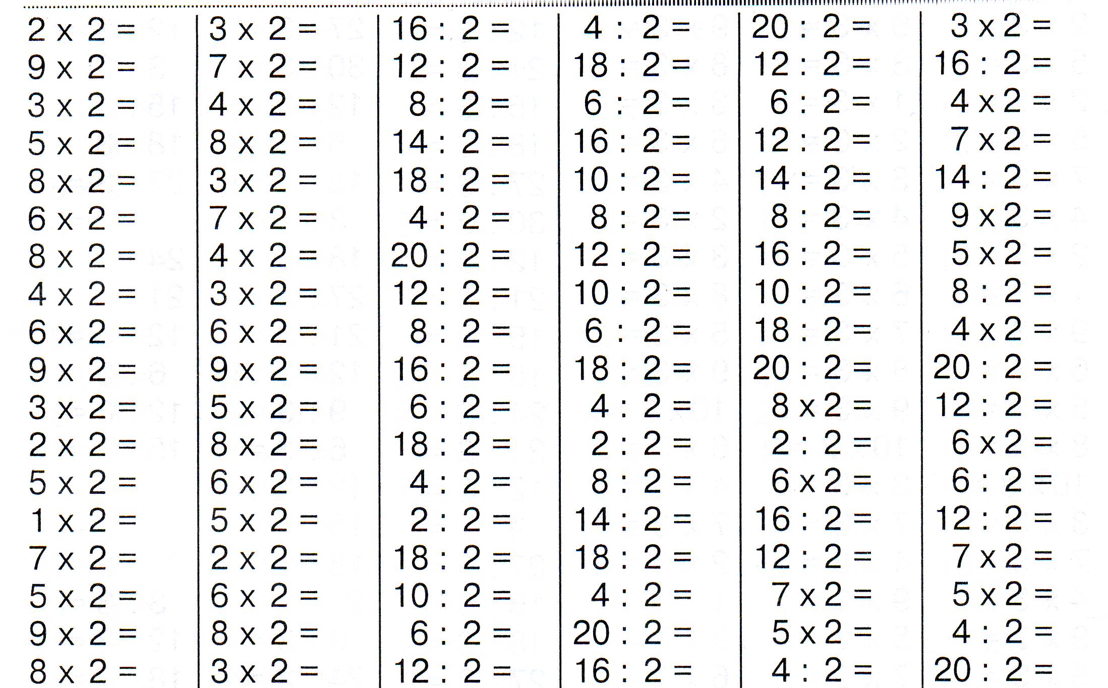 Карточки для проверки таблицы умножения и деления на 2,3,4,5,6,7,8,9. Для отработки автоматизации навыков по таблице умножения.